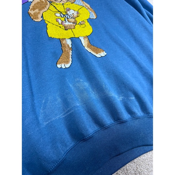VTG Daniel Hechter Paris Crewneck Sweatshirt Bunny Rabbit Graphic Grannycore L - Picture 6 of 9